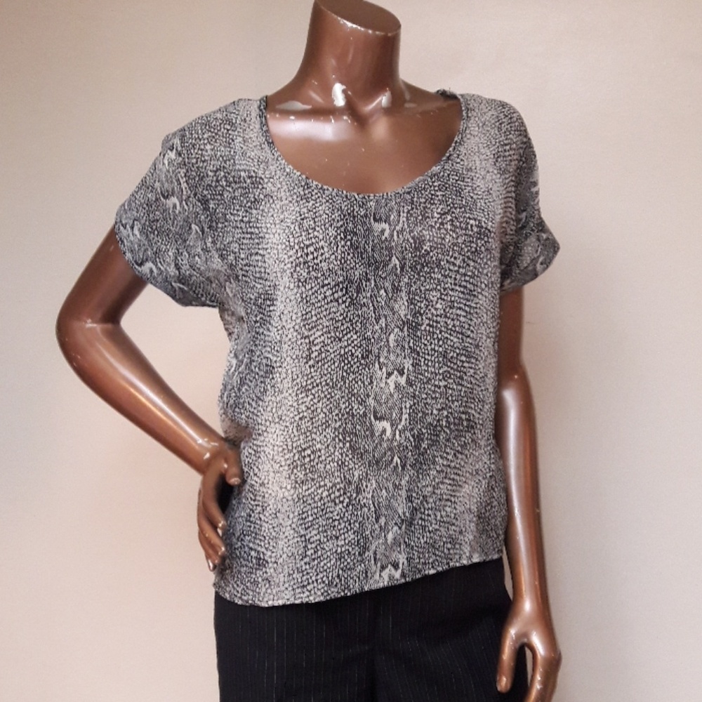 Like New Lucca Couture Snakeskin Chiffon Blouse